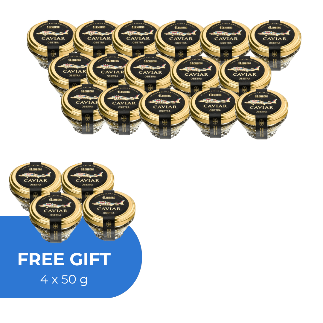 Caviar de esturión OSIETRA, 16 + 4 x 50g