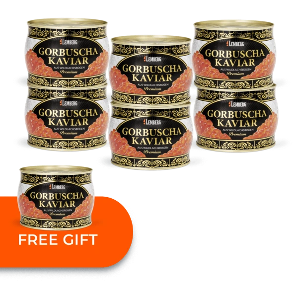 Caviar de Salmón Rosado, 6 + 1 x 500g