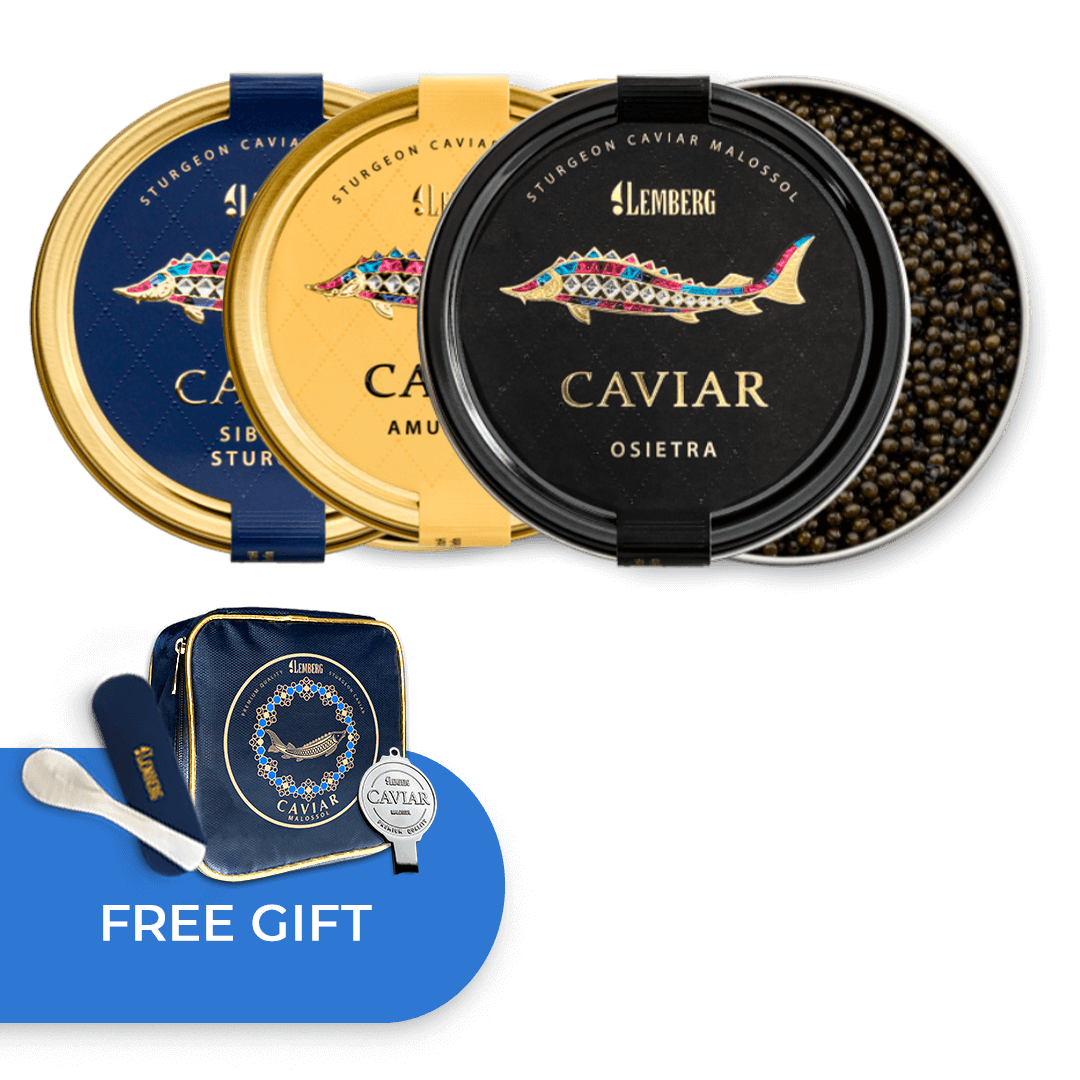 Bolsa térmica Lemberg con 3 delicias de caviar, 3 x 100 g