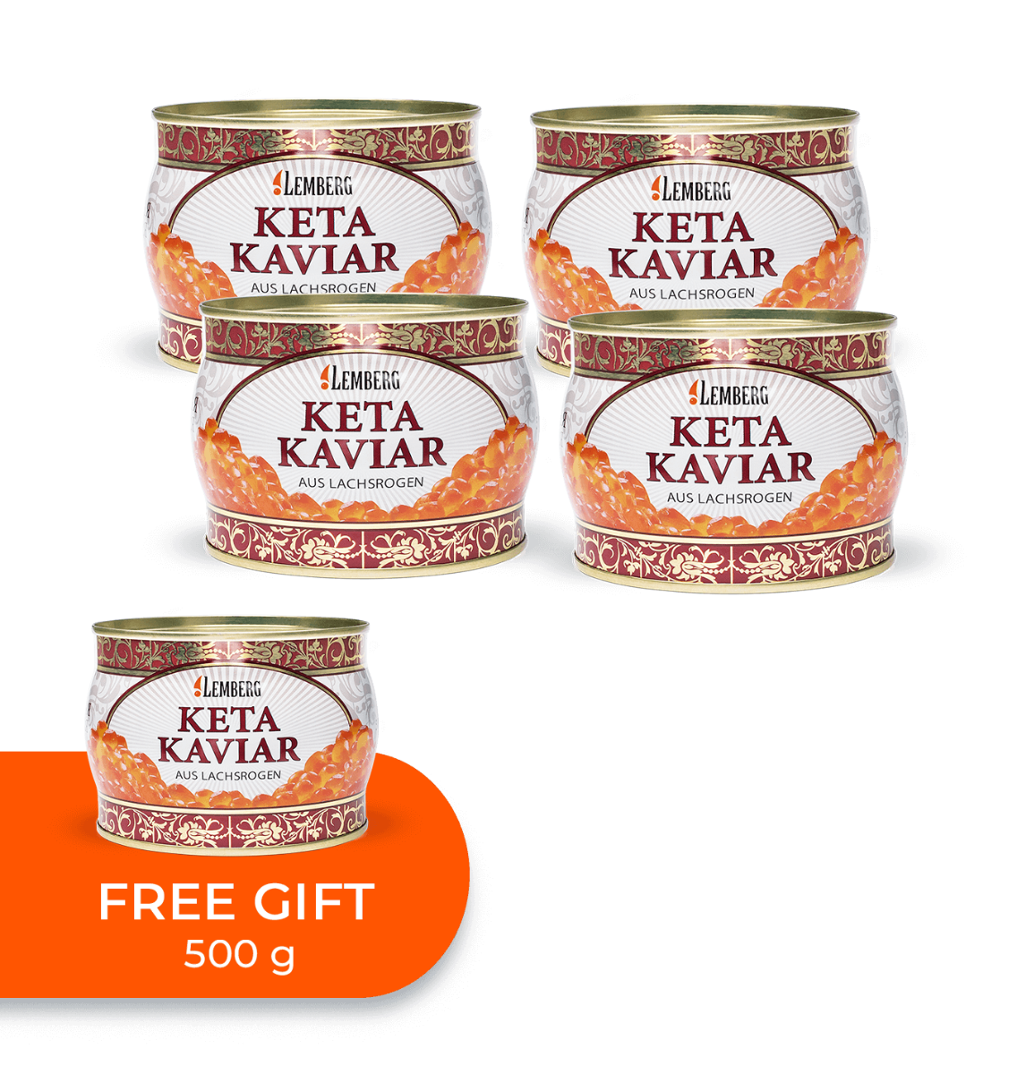 Œufs de saumon kéta, 4 + 1 x 500g