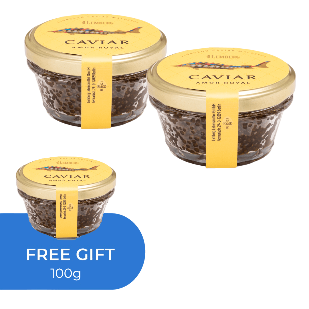 Sturgeon caviar Amur Royal, 2+1 x 100g