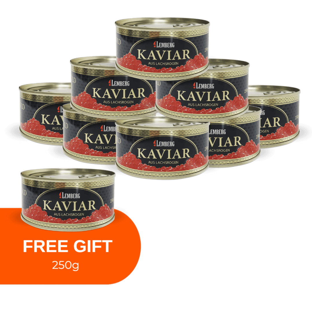 Caviar de salmón rosado ALASKA GOLD, 8 + 1 × 250 g