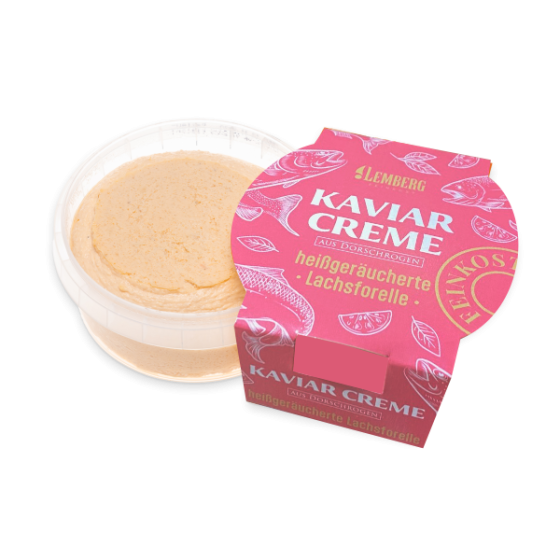 Cod roe caviar cream with hot smoked salmon trout, 150g