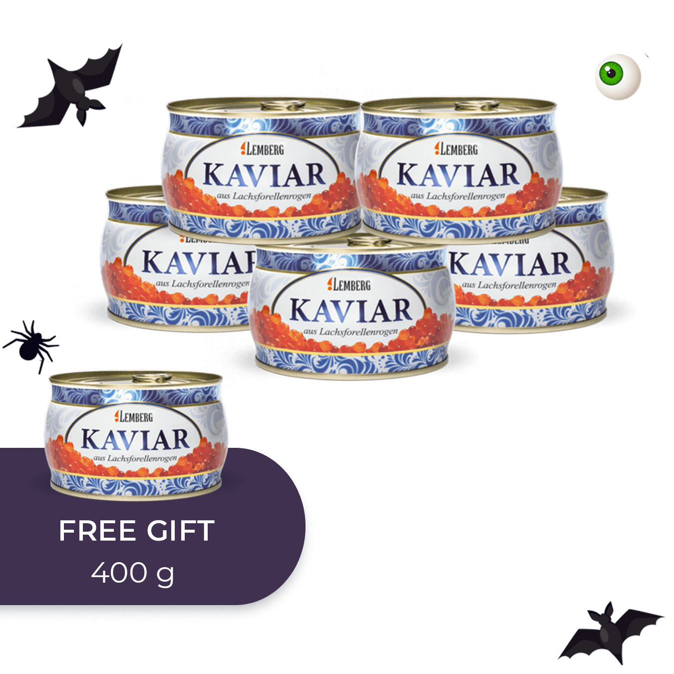 Caviar de trucha salmón, 400 g, 5+1